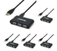 WAYTEX 28504 Hub USB 2.0 3 Ports USB-A Auto-alimenté pour 1 PC ou 2 PC - Câble 1,00m fourni (Lot de 5)