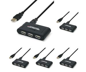 WAYTEX 28504 Hub USB 2.0 3 Ports USB-A Auto-alimenté pour 1 PC ou 2 PC - Câble 1,00m fourni (Lot de 5)