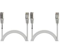 Waytex 32050 Câble Ethernet Réseau RJ45 Cat 5e FTP 100MHz Blindé couleur - Compatible PC, Routeur, Modem, Switch Consoles de jeux, TV, amplificateur réseau - 0,50m, Gris (Lot de 2)