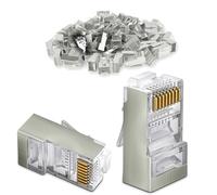 Waytex 37113 Connecteurs RJ45 Cat6 blindé Fiche RJ45 à Sertir pour Câble Réseau, Lot de 100 Connecteurs