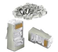 Waytex 37123 Connecteurs RJ45 Cat6 blindé Fiche RJ45 à Sertir pour tout Câble Réseau, Lot de 100 Connecteurs