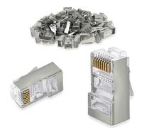 Waytex 37152 Connecteurs RJ45 Cat5e blindé Fiche RJ45 à Sertir pour câble Réseau spécialement conçu pour câble rond, Lot de 100 Connecteurs