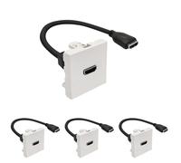 Waytex 37267 Plastron HDMI 45x45 F/F femelle câble 20 cm Blanc (Lot de 4)
