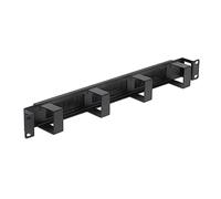 WAYTEX 37338 Balai Passe Câble avec Guide Câbles 5 Anneaux en Métal, 19 pouces 1U pour Coffret Baie Armoire 19’’ - Noir