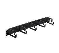 WAYTEX 37347 Guide câbles 5 anneaux Solide en Métal 19 pouces 1U, Gestionnaire de câbles pour Coffret, Baie et Armoire 19’’ - Noir