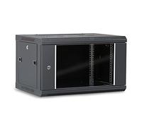 WAYTEX 37401 Coffret Armoire Réseau 19 Pouces 6U - L 600 x P 450 x H 368mm - Mural ou posé sur Pieds Fournis - Porte vitrée à Serrure - Couleur Noir