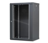 WAYTEX 37405M Coffret Armoire Réseau 19 Pouces 18U - L 600 x P 450 x H 901mm - Mural ou posé sur Pieds Fournis - Porte vitrée à Serrure - Couleur Noir - Livré Monte