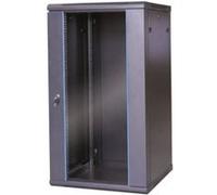 WAYTEX 37405M Coffret Armoire Réseau 19 Pouces 18U - L 600 x P 450 x H 901mm - Mural ou posé sur Pieds Fournis - Porte vitrée à Serrure - Couleur Noir - Livré Monte