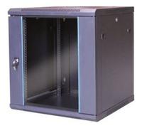 WAYTEX 37411M Coffret Armoire Réseau 19 Pouces 9U - L 600 x P 600 x H 502mm - Mural ou posé sur Pieds Fournis - Porte vitrée à Serrure - Couleur Noir - Livré Monte