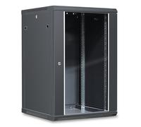 WAYTEX 37414 Coffret 19 Pouces 18U 600 x 600, Coffret Mural ou posé sur Pieds Fournis - Porte vitrée à Serrure - Couleur Noir