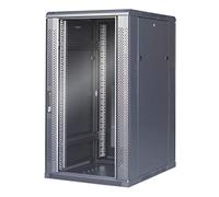 WAYTEX 37443M Baie Serveur 22U 600X800, Brassage Informatique 19 Pouces, Porte Avant vitrée à Serrure et Double Porte Arrière Saloon nids d’Abeille - Noir, Livrée montée sur Palette