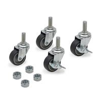 Waytex 37451 Jeu de 4 roulettes pour Coffret et Armoire Réseaux Dont 2 roulettes avec Frein, Fixation 1 Point Central, Jusqu’à 200Kg, diamètre 50 mm Hauteur Totale 60mm