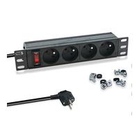 WAYTEX 37489 PDU Multiprise Rackable 10 Pouces Bandeau 4 Prises avec Interrupteur pour Coffret