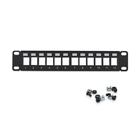 WAYTEX 37490 Panneau de Brassage Vide 10 Pouces 12 Ports pour Montage Embases Rj45 Panneau Modulaire Non équipé pour Baie de Brassage Noir