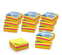 WAYTEX 3840 Notes autocollantes repositionnables 12 bloc de 320 feuilles multi-couleurs néon carré 75 x 75 mm