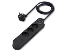 Waytex 52133 Multiprise Electriques et USB + USB C, 3 Prises électriques 16A 2P+T, 1 USB A + 1USB C PD20W, Câble 1,50m, Sécurité Enfant, CE NF, Noire