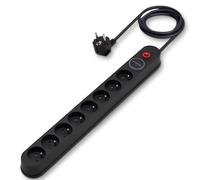 Waytex 52134 Multiprise Parasurtenseur 8 Prises avec Interrupteur, 8 X 16A 2P+T, Câble 1,50m, Sécurité Enfant, CE NF, Noire