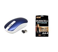 Waytex 65424 Souris sans Fil 2,4 GHz pour Ordinateur avec Nano Récepteur USB et Sensibilité Réglable Jusqu’à 1600 DPI + Duracell - Nouveau Piles alcalines AA Optimum, 1.5 V LR6 MX1500, Paquet de 4