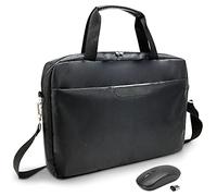 Waytex 71015BSF Pack Sacoche et Souris Sans Fil pour Ordinateur Portable 15,6 pouces Porte Documents et Poches Zippées en Nylon Imperméable Noir…