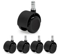 Waytex 78600 Roulettes Auto-freinantes pour Fauteuil de Bureau - Auto-frein Fauteuil Chargé -diamètre 50 mm, pour Sols durs, parquet, stratifié, carrelage - Jeu de 5 - Couleur Noir
