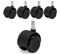 Waytex 78601 Roulettes Auto-freinantes pour Fauteuil de Bureau - Auto-frein Fauteuil vide -diamètre 50 mm, pour Sols durs, parquet, stratifié, carrelage - Jeu de 5 - Couleur Noir