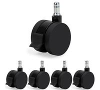 Waytex 78602 Roulettes pour Fauteuil de Bureau avec Frein diamètre 60 mm, pour Sols durs, parquet, stratifié, carrelage - Jeu de 5 - Couleur Noir