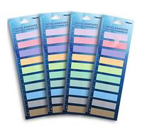 WAYTEX 800 Marque-pages adhésifs repositionnables plastifiés 10 couleurs soit 4 packs de 10 mini blocs de 20 sticky notes couleurs pastels 45 x 12 mm