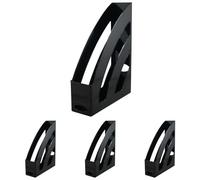Waytex 931060 Porte Revues A4 Organiseur Vertical de Bureau matière Plastique rigide - Noir (Lot de 4)