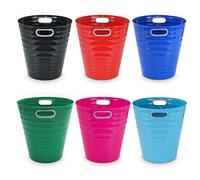 Waytex 931079 Lot 6 Poubelles de bureau, Corbeille papier en plastique design moderne pour bureau, chambre, salle de bain, Contenance 12,5L, Couleurs vives assorties