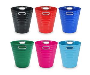 Waytex 931079 Lot 6 Poubelles de bureau, Corbeille papier en plastique design moderne pour bureau, chambre, salle de bain, Contenance 12,5L, Couleurs vives assorties