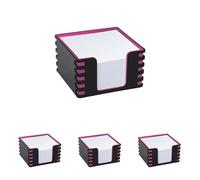 Waytex 931088BR Bloc mémo de 350 notes blanches 9 x 9 cm avec support plastique bicolore noir - rose (Lot de 4)