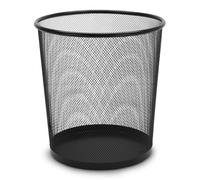 Waytex 931103 Corbeille à Papier en Métal Maille Mesh 13L Noire, Poubelle de Bureau, Salle de Bain, Cuisine
