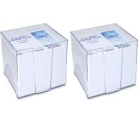 Waytex 931150 Bloc mémo de 700 notes blanches 9 x 9 cm avec support plastique transparent (Lot de 2)