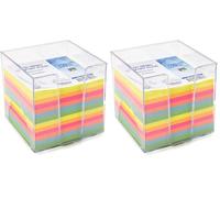 Waytex 931151 Bloc mémo de 700 notes multicolores 9 x 9 cm avec support plastique transparent (Lot de 2)