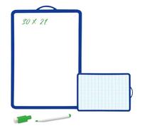 Waytex 931259 Ardoise Blanche Double Face 30 x 21cm Grand format, avec 1 Feutre Effaçable à sec Bouchon Effaceur inclus