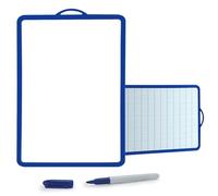 WAYTEX 931260 Ardoise Blanche Double Face, Seyes et Blanc Uni, 26 x 18,5 cm, avec Feutre Bleu Effaçable, Coloris aléatoire