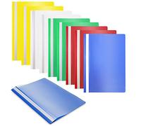 Waytex 931340 Chemises à lamelles A4 Lot de 10 Chemises de Présentation en polypropylène Couverture transparente 5 Couleurs assorties Bleu, Rouge, Vert, Blanc, Jaune