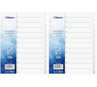 WAYTEX 931345 Intercalaires Numériques A4 12 Touches avec Numéros Imprimés de 1 à 12 en Polypropylène Blanc avec Index (Lot de 2)