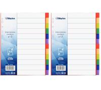 WAYTEX 931348 Intercalaires A4 12 Touches Neutres en Polypropylène de Couleurs Vives avec Index (Lot de 2)