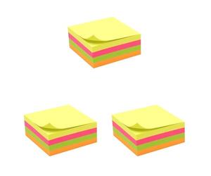 Waytex Bloc note repositionnable 4 couleurs neon 320 feuilles 75x75mm (Lot de 3)