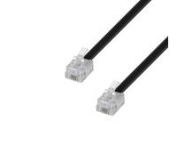 Waytex Câble RJ11 5m M/M pour Box ADSL ou Téléphone fixe, Câble Plat RJ11 Mâle vers Mâle Longueur 5,00m - Noir