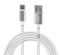 Waytex Câble USB C 3.1 vers USB pour Chargeur et Données, Longueur 2,00m, Fiche type C Mâle et type A Mâle, Gaine Nylon anti-rupture pour Iphone, Ipad, Samsung et tout appareil avec prise C, Blanc