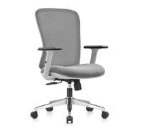 Waytex Chaise Bureau Qualité Pro Design Gris Clair, Siège avec Accoudoirs réglables, Hauteur Réglable, Inclinable avec Mécanisme Synchrone - Gris Clair