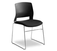 Waytex Chaise Bureau Visiteur, Multi-Usage, Salle d’Attente, réunion, Accueil - Empilable - Coque polypropylène et Assise Tissu matelassée - Pieds en Fil Acier chromé Rigide diam. 11 mm - Noire