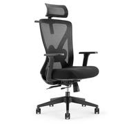 Waytex Chaise de Bureau Ergonomique Noire avec Appui-tête et Accoudoirs - Fauteuil Professionnel Réglable avec 10 Ajustements, Dossier Inclinable Synchrone et Soutien Lombaire