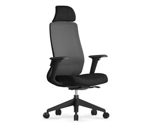 Waytex Chaise de Bureau Noire avec Appui-tête et Accoudoirs Qualité Professionnelle, 9 Réglages, Soutien Lombaire, Translation d’Assise, Siège basculant synchrone avec Soutien Lombaire