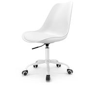 Chaise de Bureau Scandinave à roulettes avec hauteur réglable, coussin d'assise intégré - Blanche