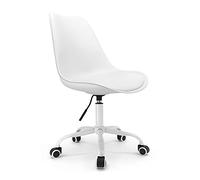 Waytex Chaise de Bureau Scandinave Blanc à roulettes et Hauteur Réglable et Pied métal laqué Blanc
