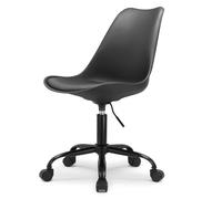 Waytex Chaise de Bureau Style Scandinave à roulettes avec Hauteur réglable, Coussin d'assise intégré - Noir