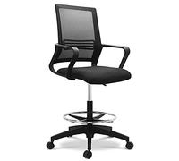 Waytex Chaise Haute de Bureau sur roulettes, Réglable en Hauteur 54-74 cm avec Repose-Pieds et Soutien Lombaire, pour Bureau Haut, Table à Dessin, Table Haute de Travail